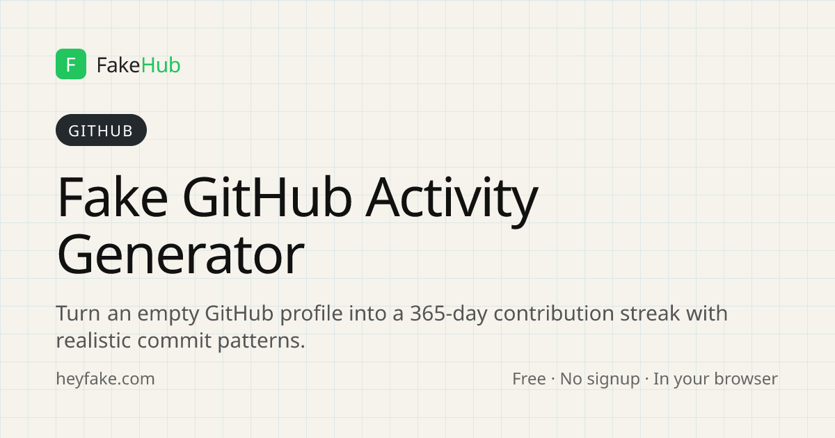 Fake GitHub Activity Generator - Create Realistic Commit History | HeyFake